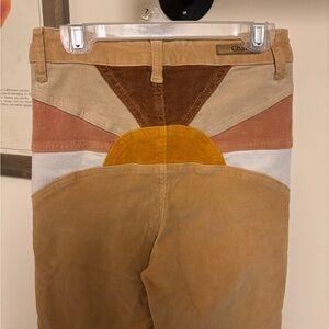 Corduroy Pants with Sunburst Design